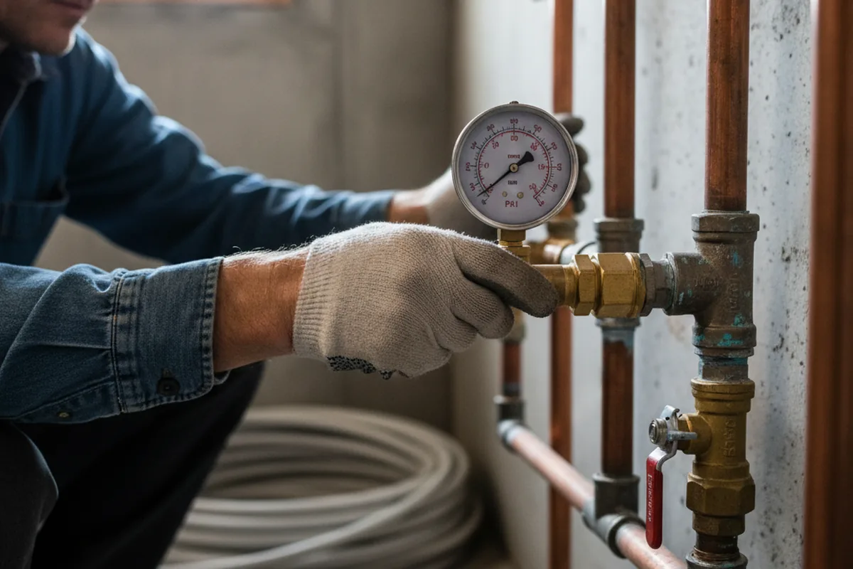 Pressure testing a repaired line during Water Line Repair in Lumpkin